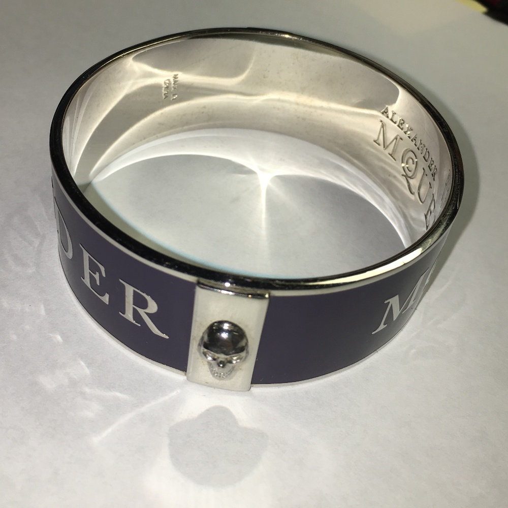 Authentic Alexander McQueen Twin Skull Enamel Cuff Bracelet w/ Dust Bag